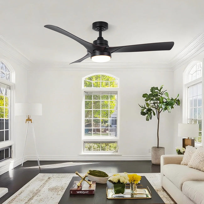 52 Inch Ivy Industrial Downrod Mount LED Ceiling Fan with Remote Control