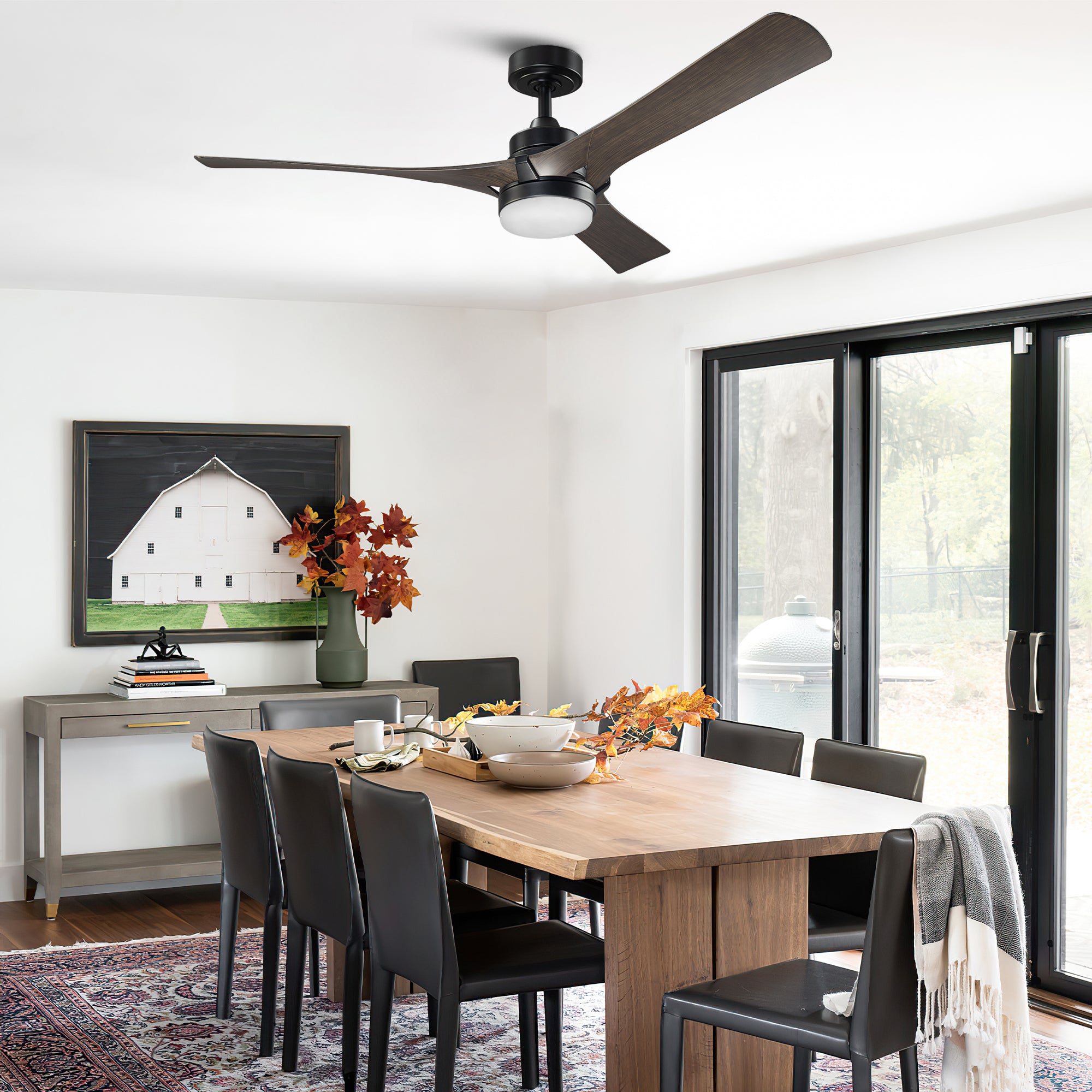 52 Inch Ivy Industrial Downrod Mount LED Ceiling Fan with Remote Control