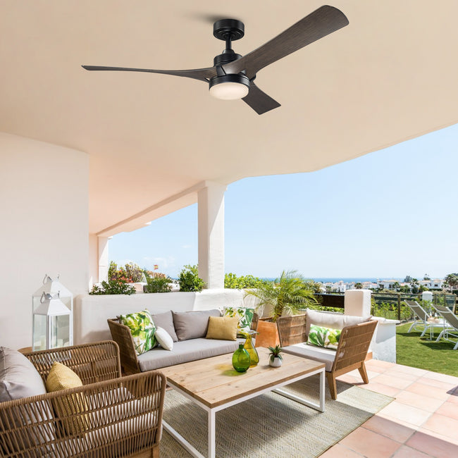 52 Inch Ivy Industrial Downrod Mount LED Ceiling Fan with Remote Control