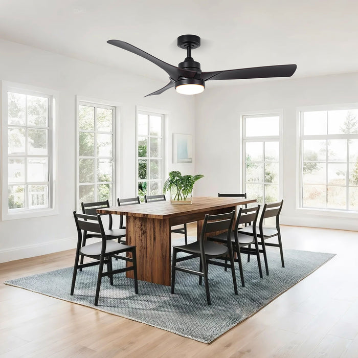 52 Inch Ivy Industrial Downrod Mount LED Ceiling Fan with Remote Control