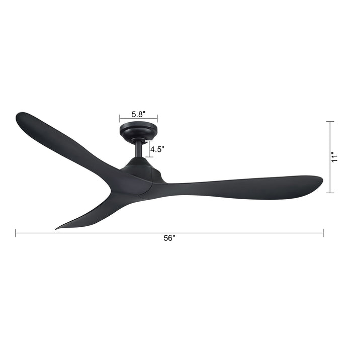 56" Industrial DC Motor Downrod Mount Reversible Ceiling Fan with Remote Control