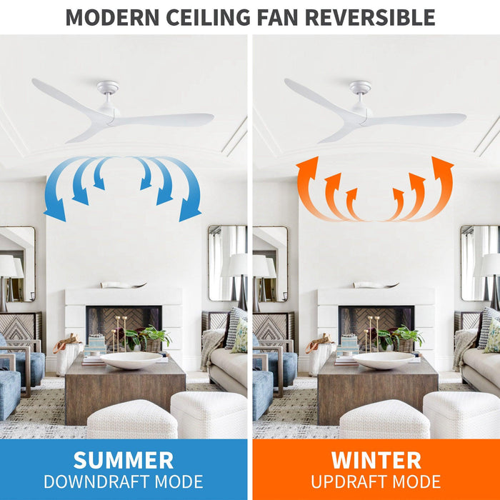 Ventilador de techo reversible moderno con motor de CC de 56 "con control remoto