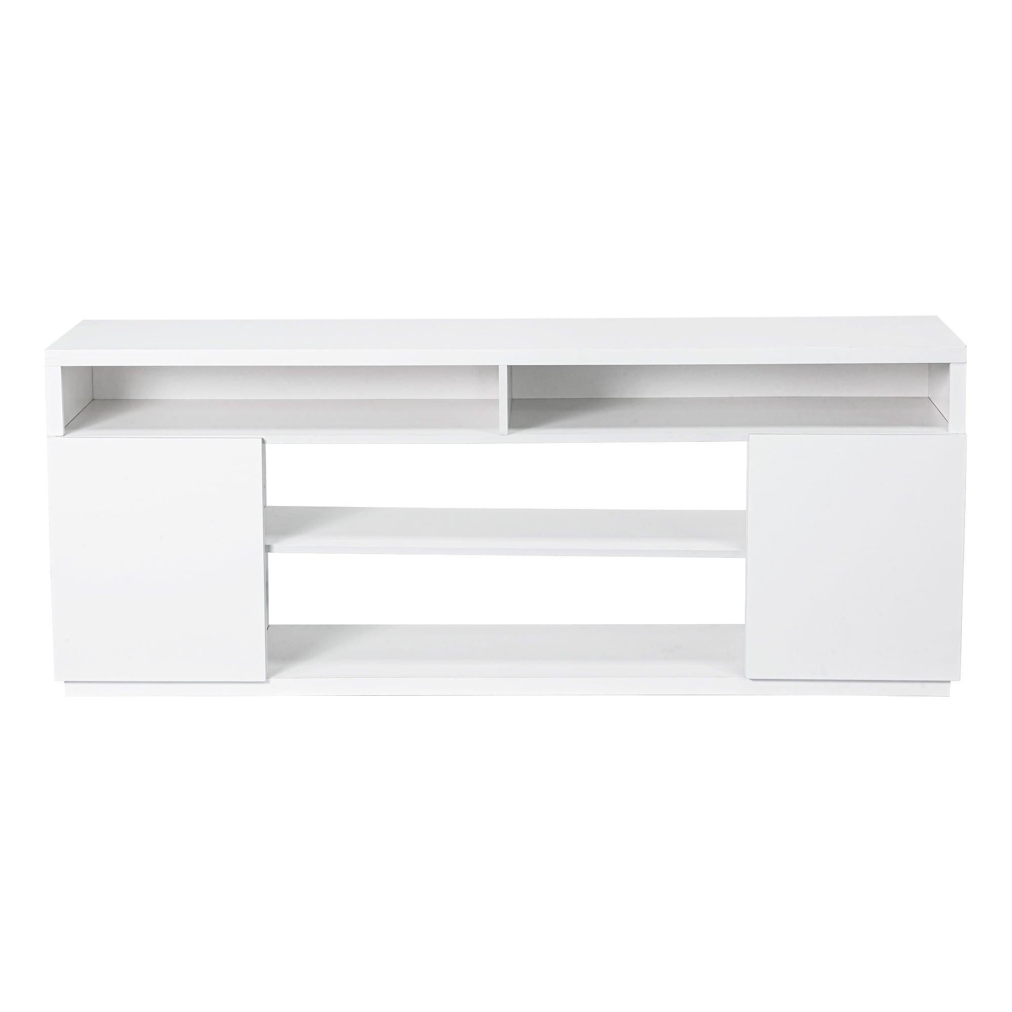 Moderno soporte para TV LED de 68" con chimenea eléctrica de 36" para sala de estar, en blanco o negro.
