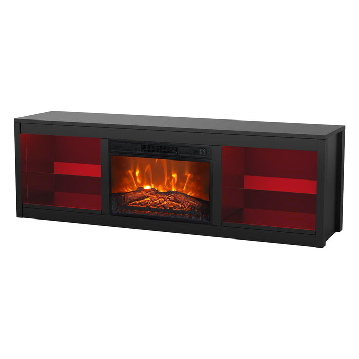 Moderno mueble para TV LED de 66" con chimenea eléctrica de 23" para sala de estar