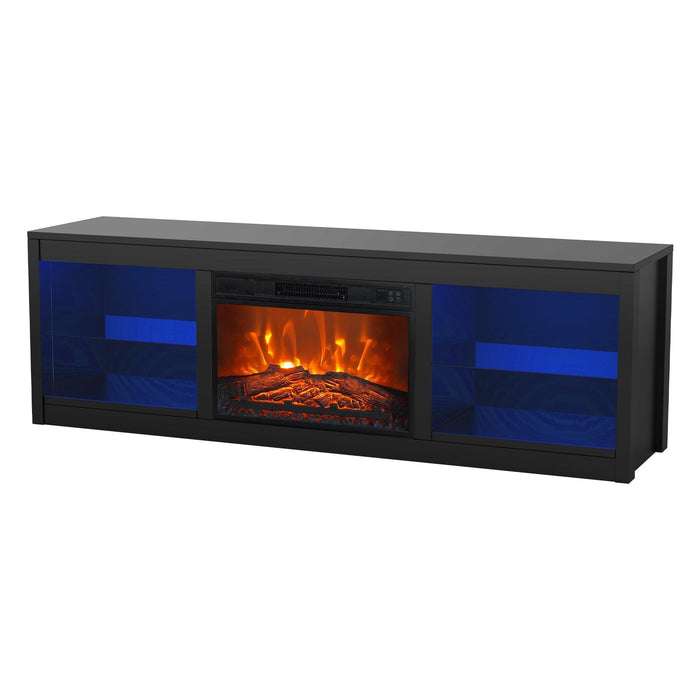 Moderno mueble para TV LED de 66" con chimenea eléctrica de 23" para sala de estar