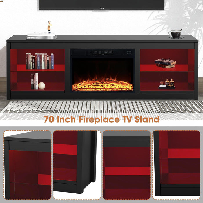 Moderno mueble para TV LED de 66" con chimenea eléctrica de 23" para sala de estar