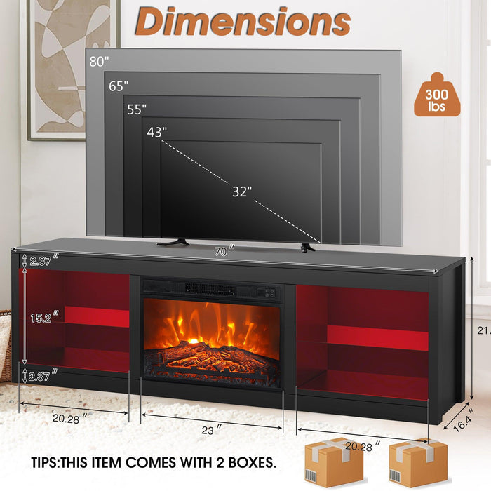 Moderno mueble para TV LED de 66" con chimenea eléctrica de 23" para sala de estar