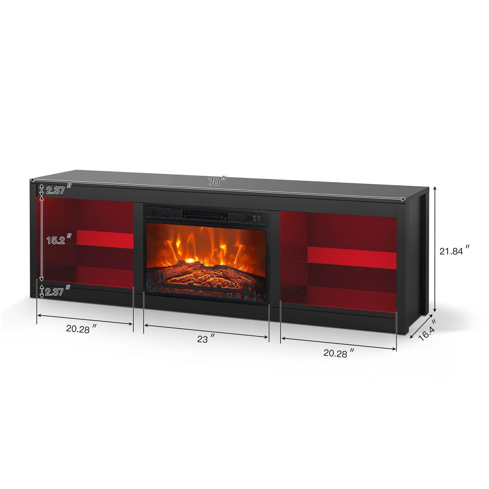 Moderno mueble para TV LED de 66" con chimenea eléctrica de 23" para sala de estar