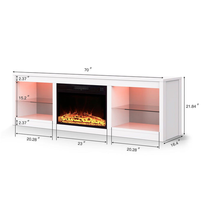 Moderno mueble para TV LED de 66" con chimenea eléctrica de 23" para sala de estar