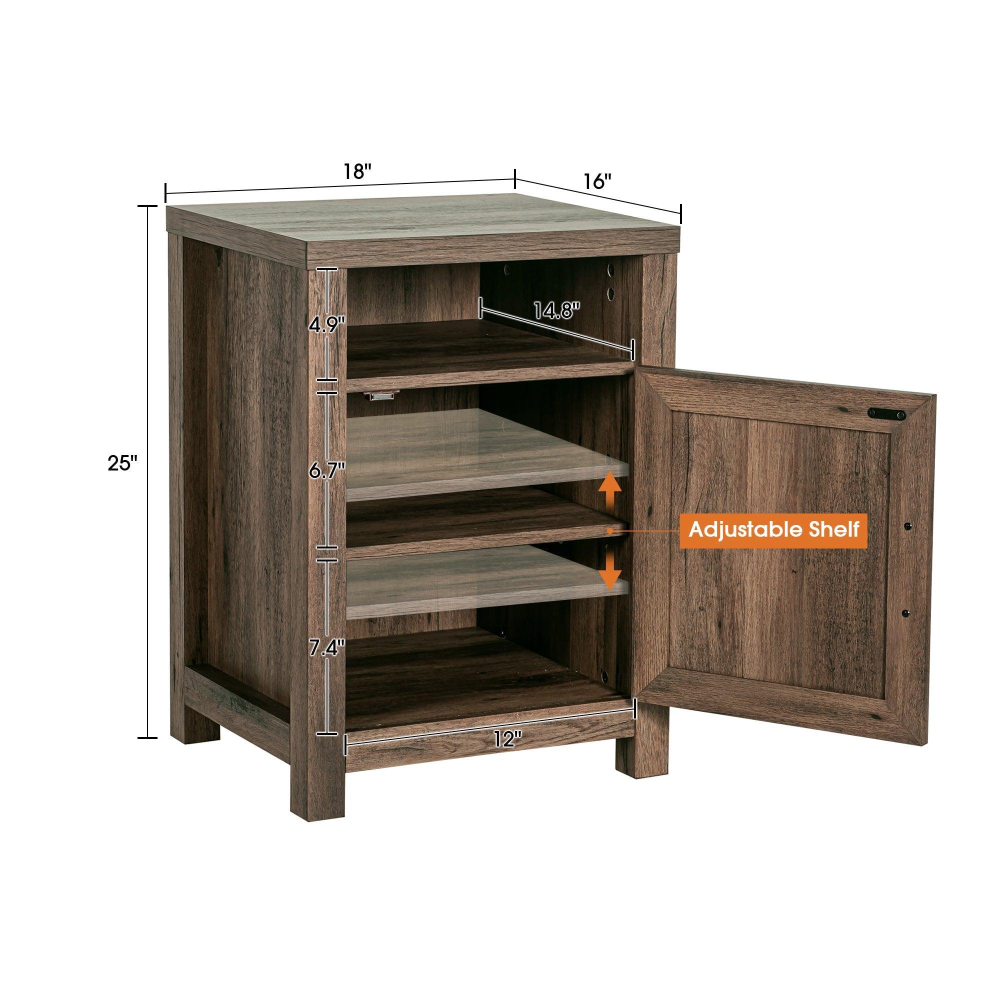 Mesita de noche rústica de madera maciza de 45 cm para dormitorio en marrón, gris o blanco