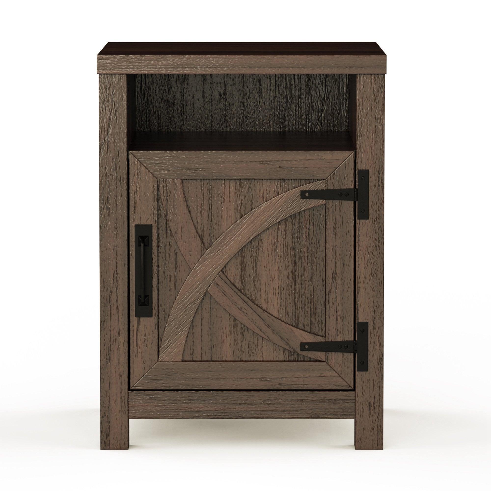 Mesita de noche rústica de madera maciza de 45 cm para dormitorio en marrón, gris o blanco