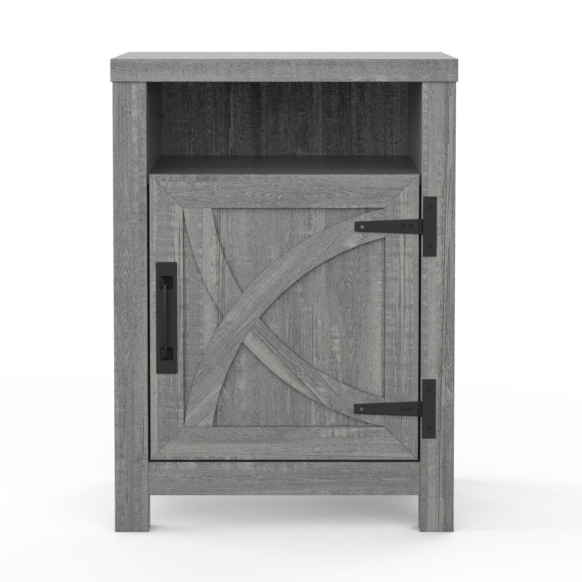 Mesita de noche rústica de madera maciza de 45 cm para dormitorio en marrón, gris o blanco