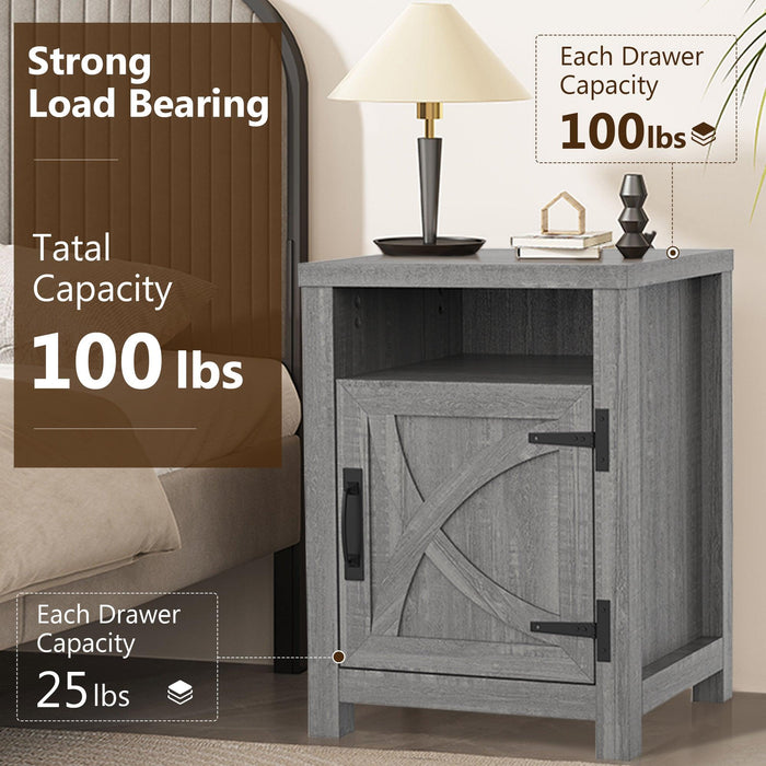 18" Solid Wood Farmhouse Nightstand for Bedroom in Brown or Grey or White