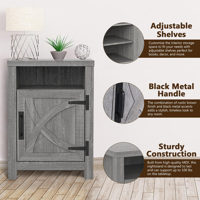 18" Solid Wood Farmhouse Nightstand for Bedroom in Brown or Grey or White