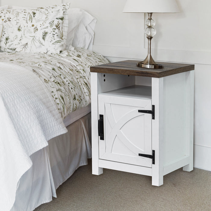 18" Solid Wood Farmhouse Nightstand for Bedroom in Brown or Grey or White