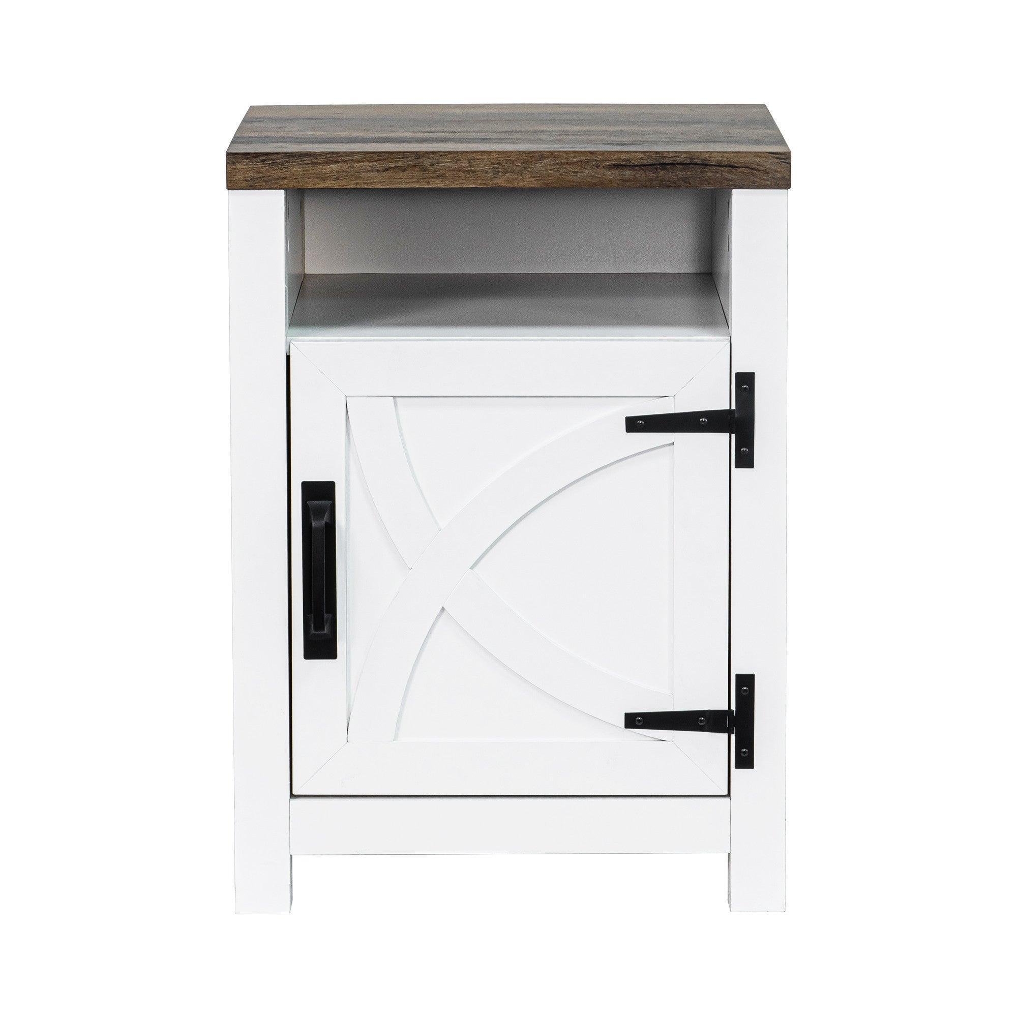 Mesita de noche rústica de madera maciza de 45 cm para dormitorio en marrón, gris o blanco