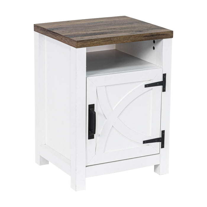 18" Solid Wood Farmhouse Nightstand for Bedroom in Brown or Grey or White