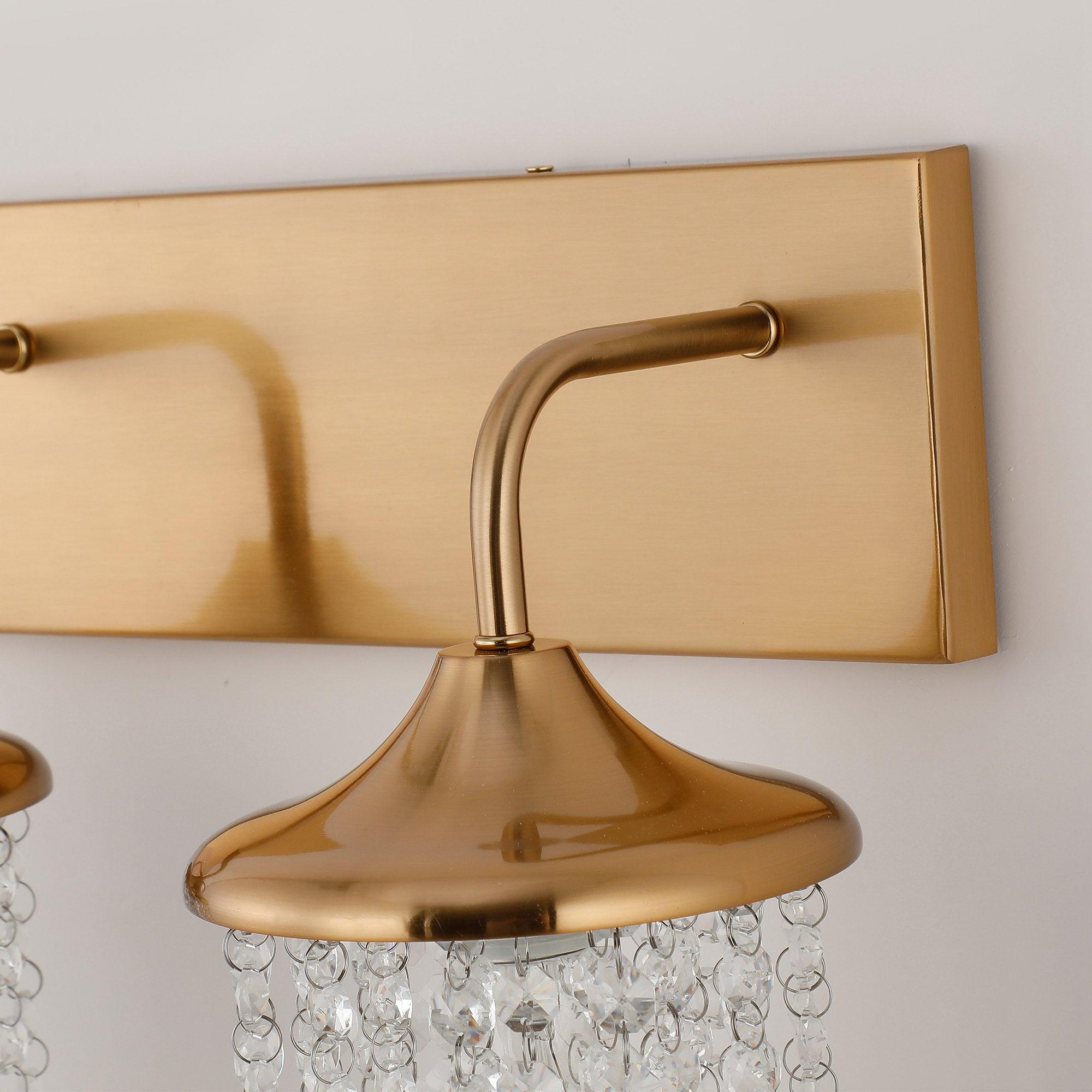 Lámpara de pared moderna dorada de 3 luces con cristal