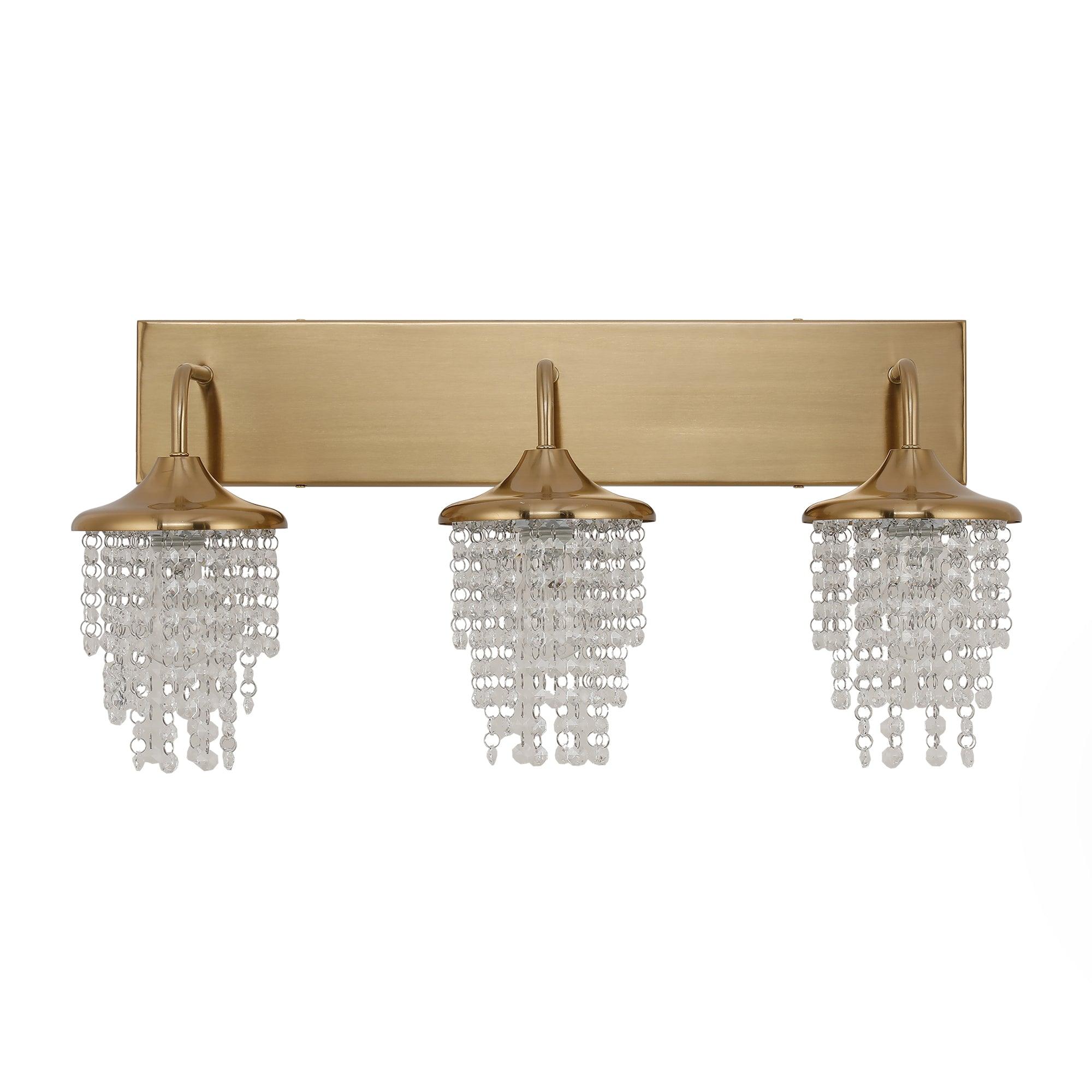 Lámpara de pared moderna dorada de 3 luces con cristal