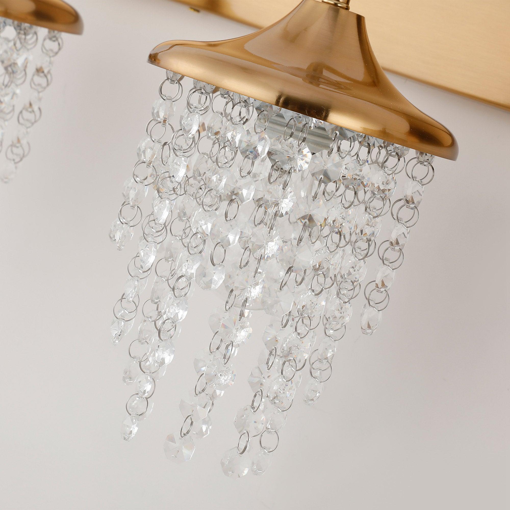 Lámpara de pared moderna dorada de 3 luces con cristal