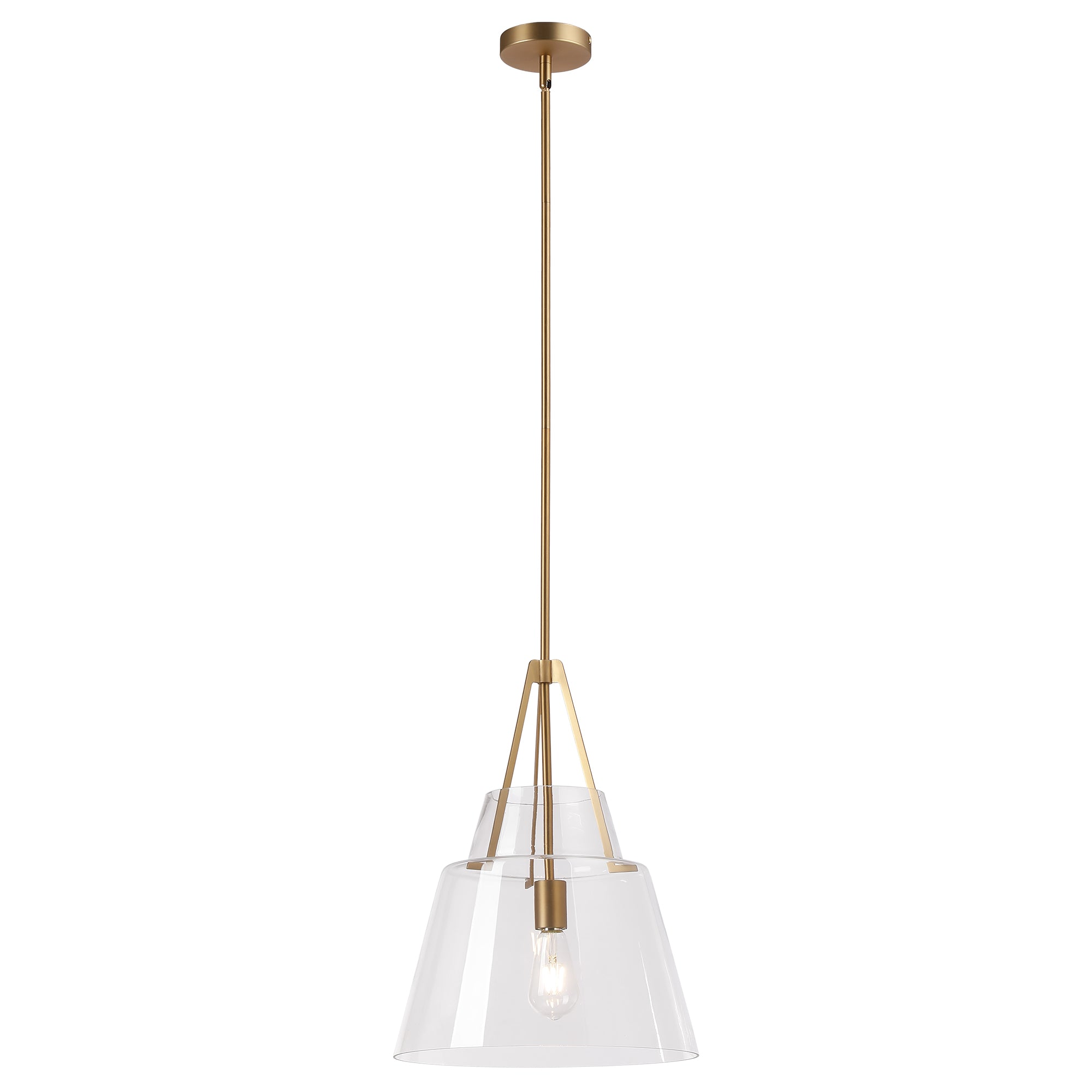 15" Todd Modern 1-Light Brushed Brass Island Pendant Light
