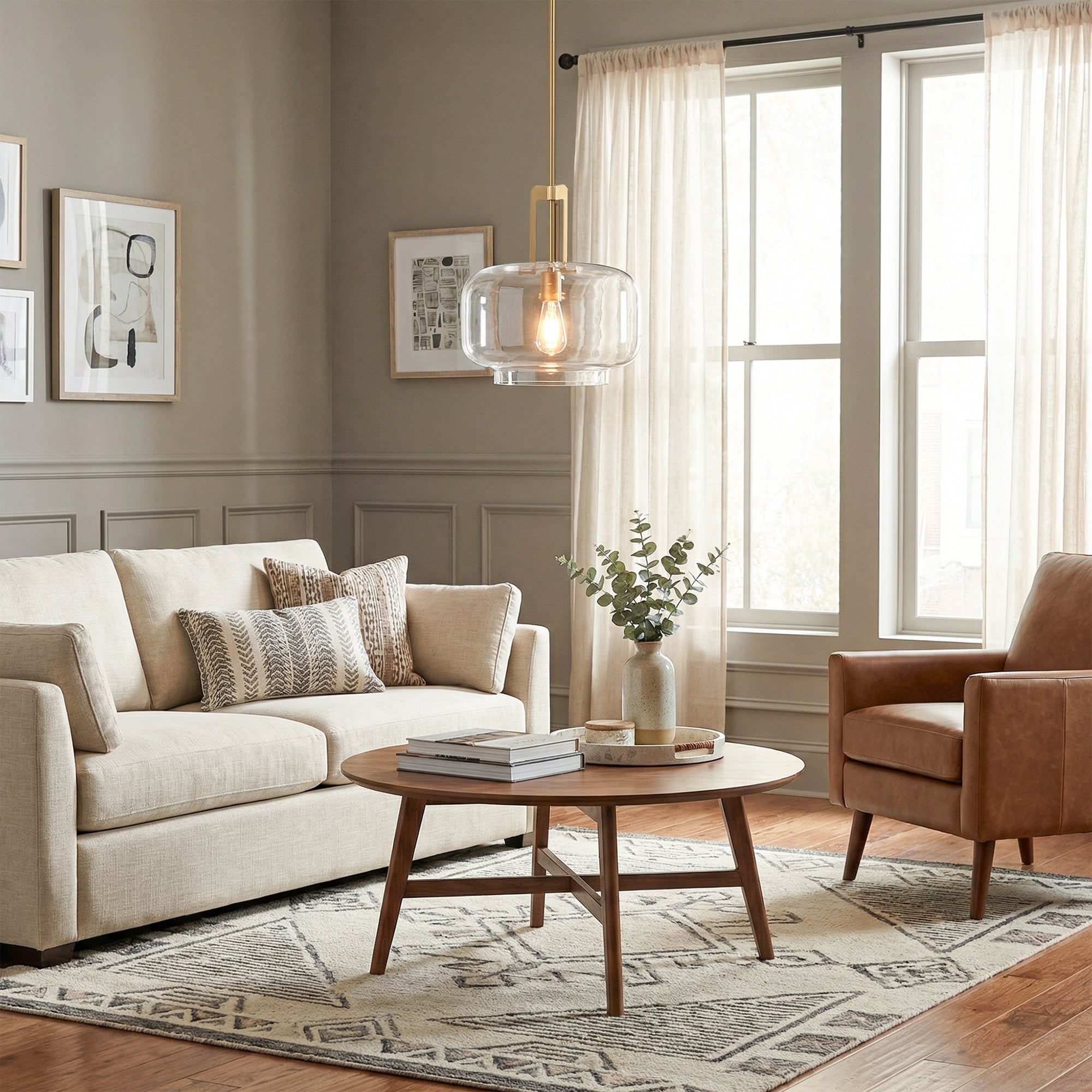 15" Toby Modern 1-Light Brushed Brass Island Pendant Light