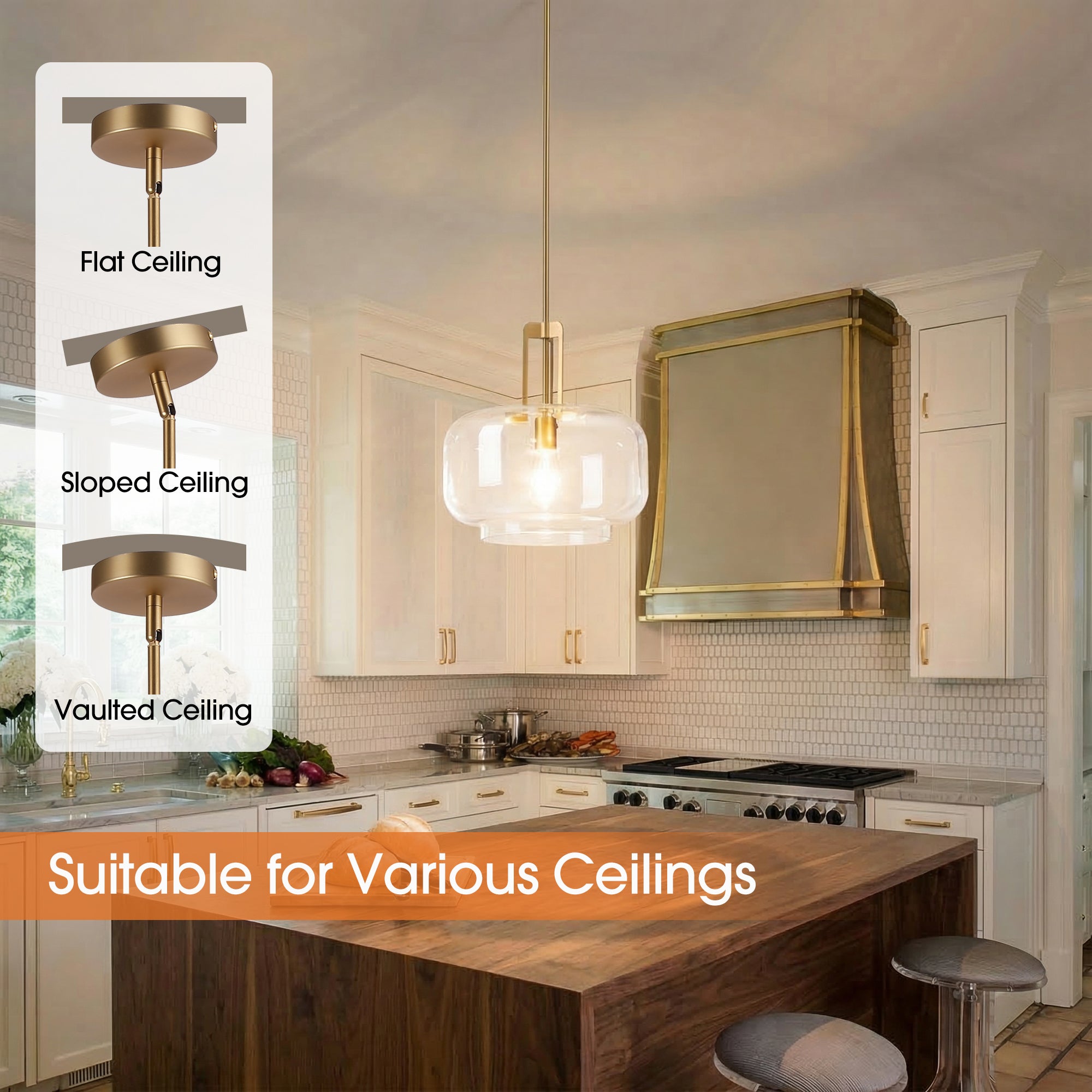 15" Toby Modern 1-Light Brushed Brass Island Pendant Light