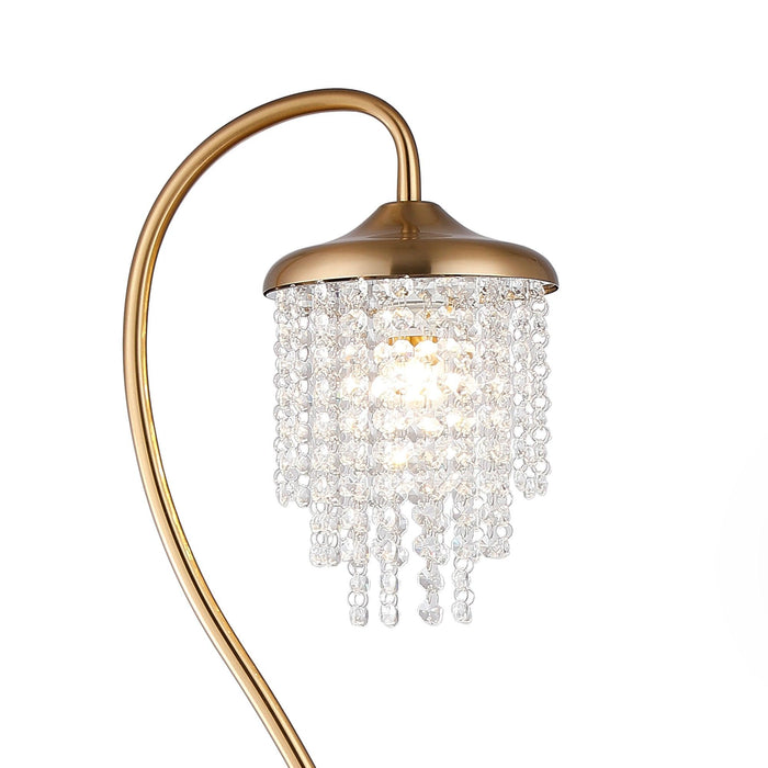 Lámpara de pie dorada de 1 luz con pantalla de cristal