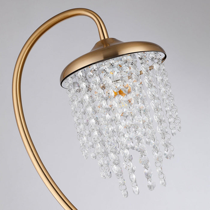 Lámpara de pie dorada de 1 luz con pantalla de cristal