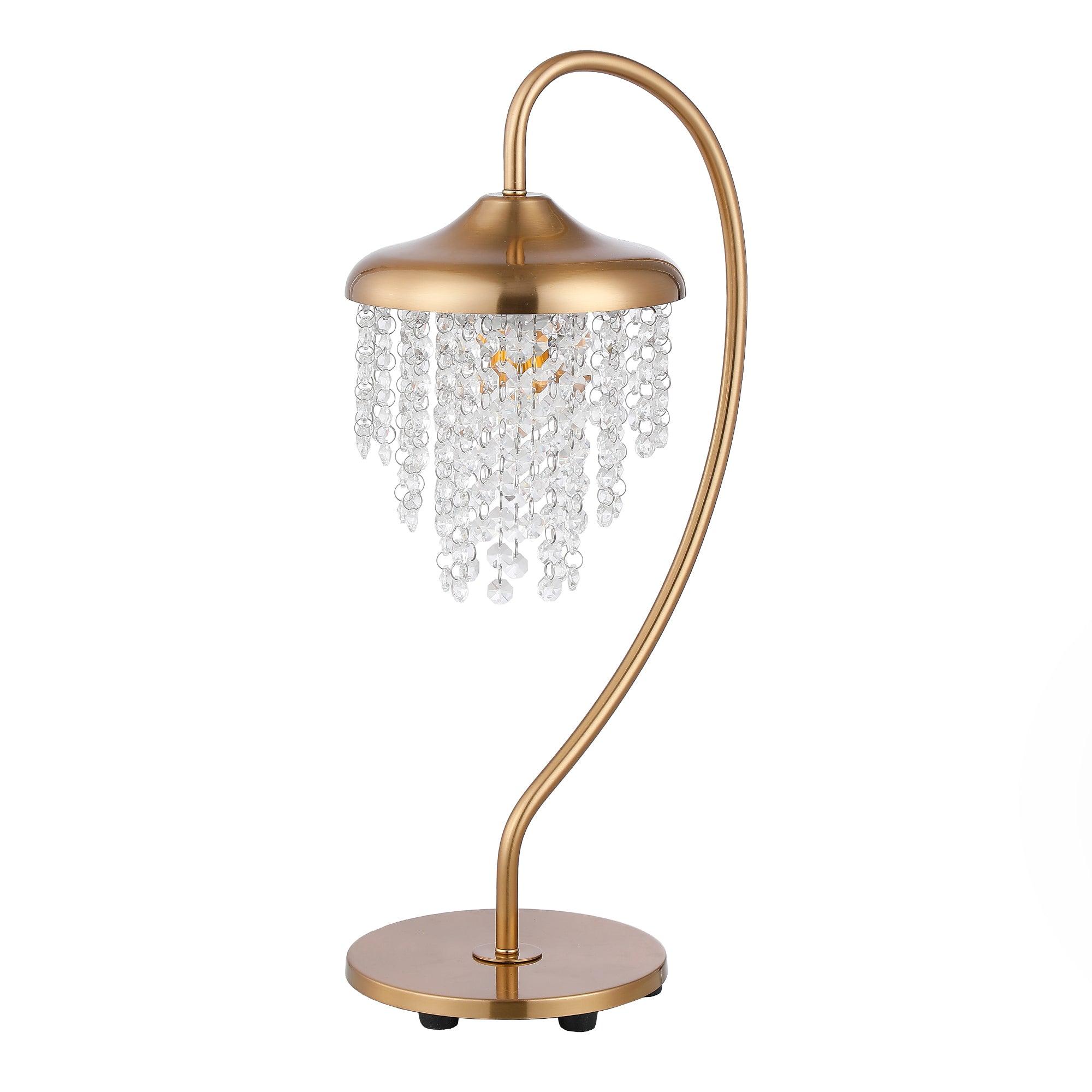 Lámpara de mesa moderna dorada de 1 luz con pantalla de cristal