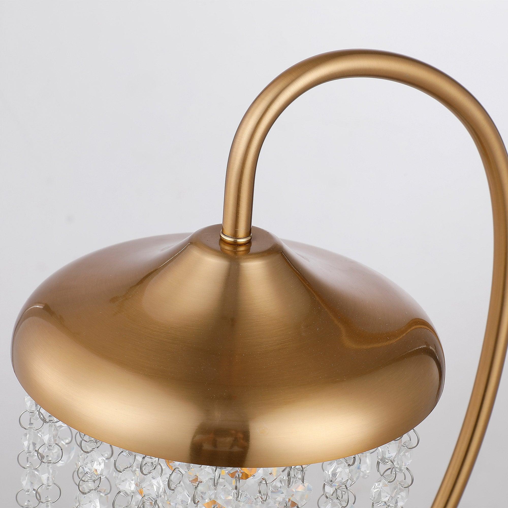 Lámpara de mesa moderna dorada de 1 luz con pantalla de cristal