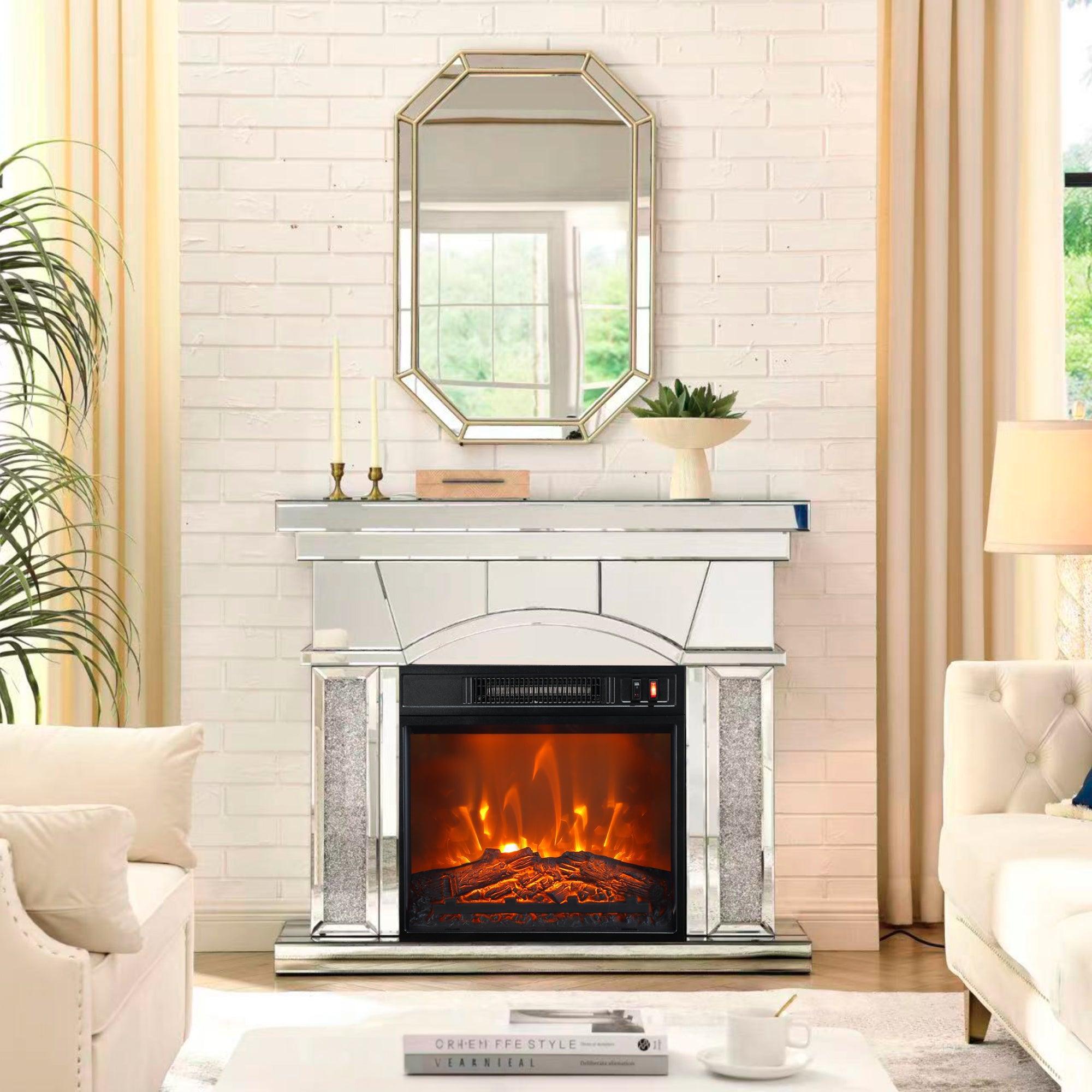 Chimenea eléctrica moderna de 18" con inserto negro y control remoto