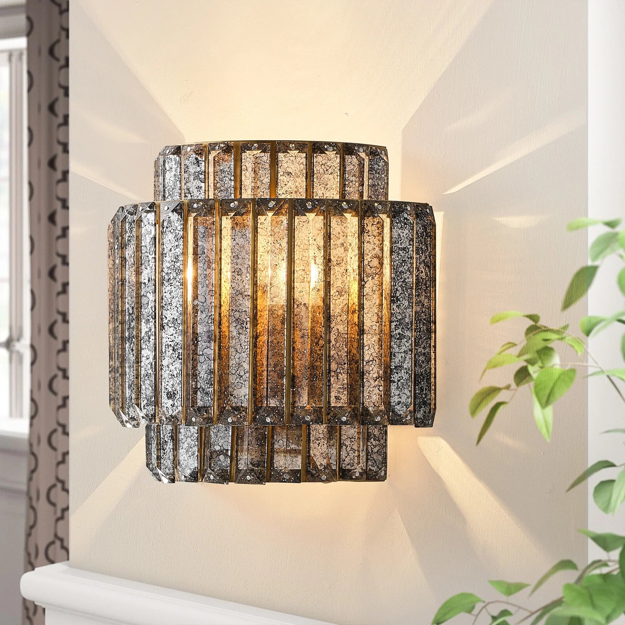 Rodney 1-Light Golden Crystal Wall Sconce Lighting