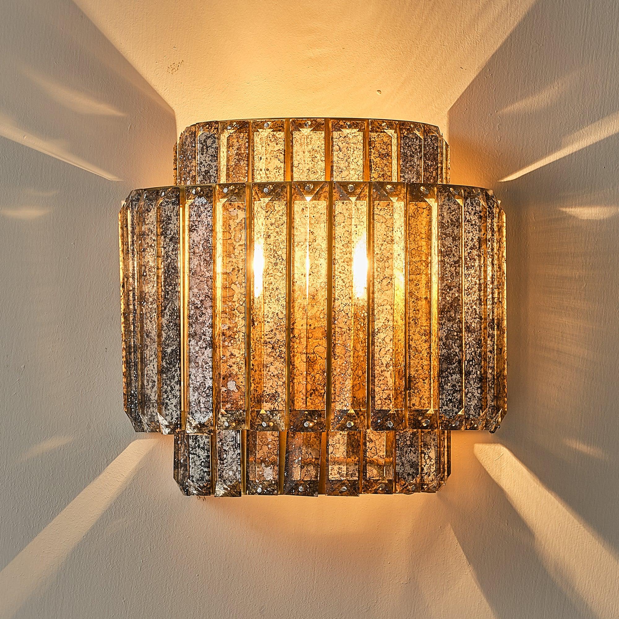 Rodney 1-Light Golden Crystal Wall Sconce Lighting