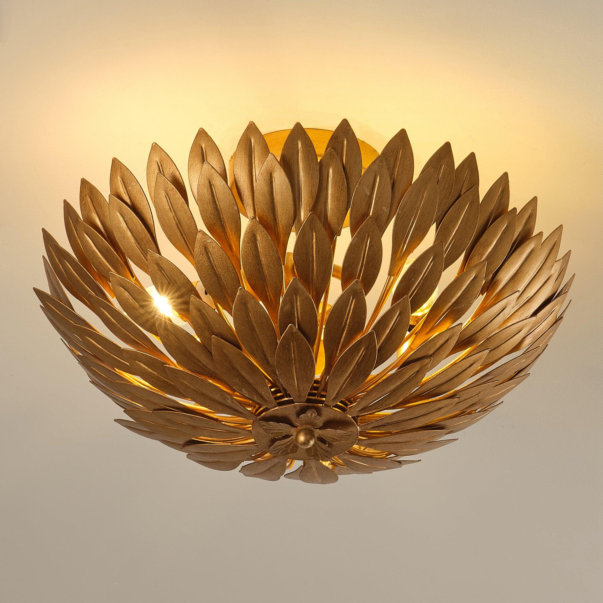 16 Inch 3-Light Farmhouse Golden Semi-Flush Mount Ceiling Lighting