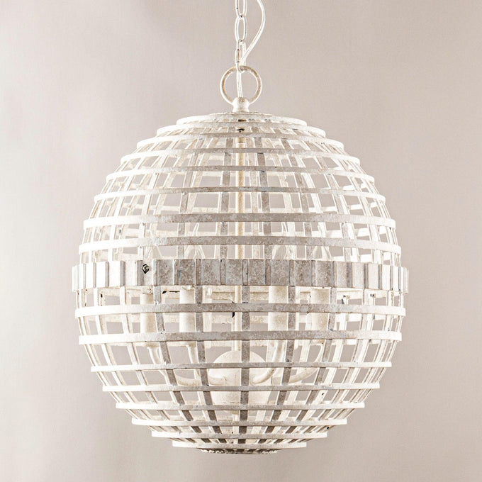 6-Light Vintage And Farmhouse Globe Pendant Light in White