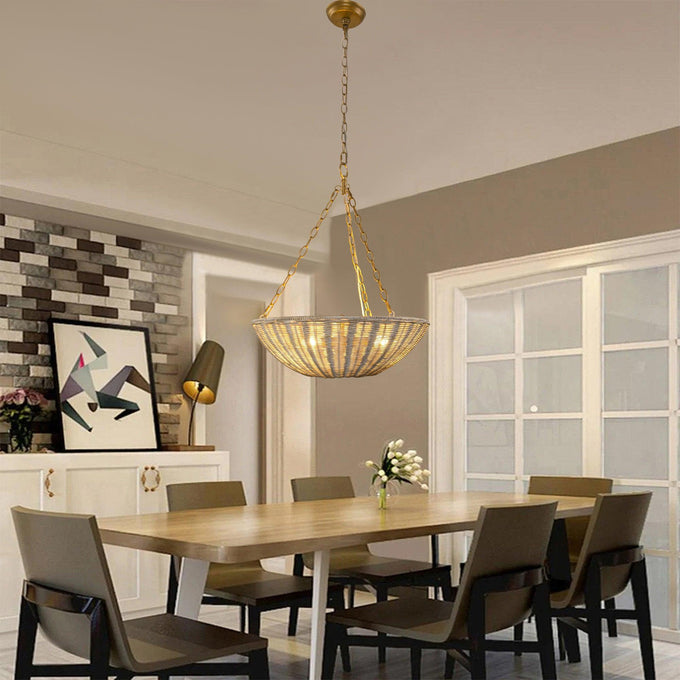 Farmhouse 3-Light Rattan Pendant Lighting in Bowl Shape