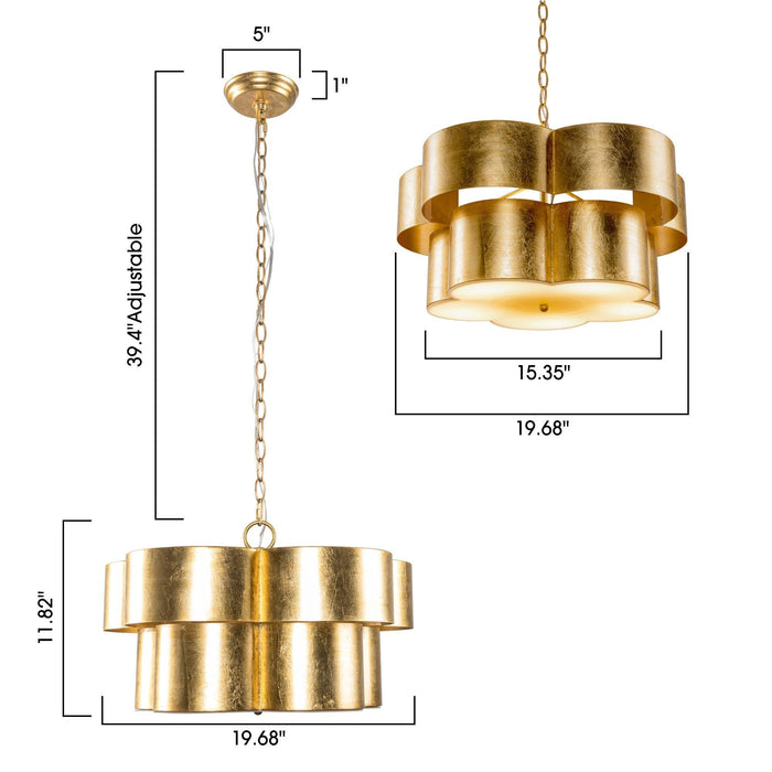 Lámpara colgante dorada de 5 luces de hierro con clasificación de secado