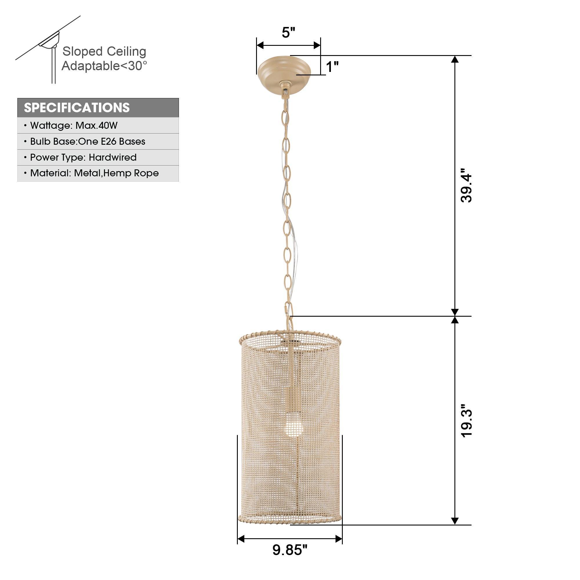 Lámpara colgante de 1 luz con cuentas de madera, estilo rústico beige, apta para zonas secas