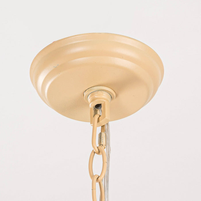 Lámpara colgante de 1 luz con cuentas de madera, estilo rústico beige, apta para zonas secas