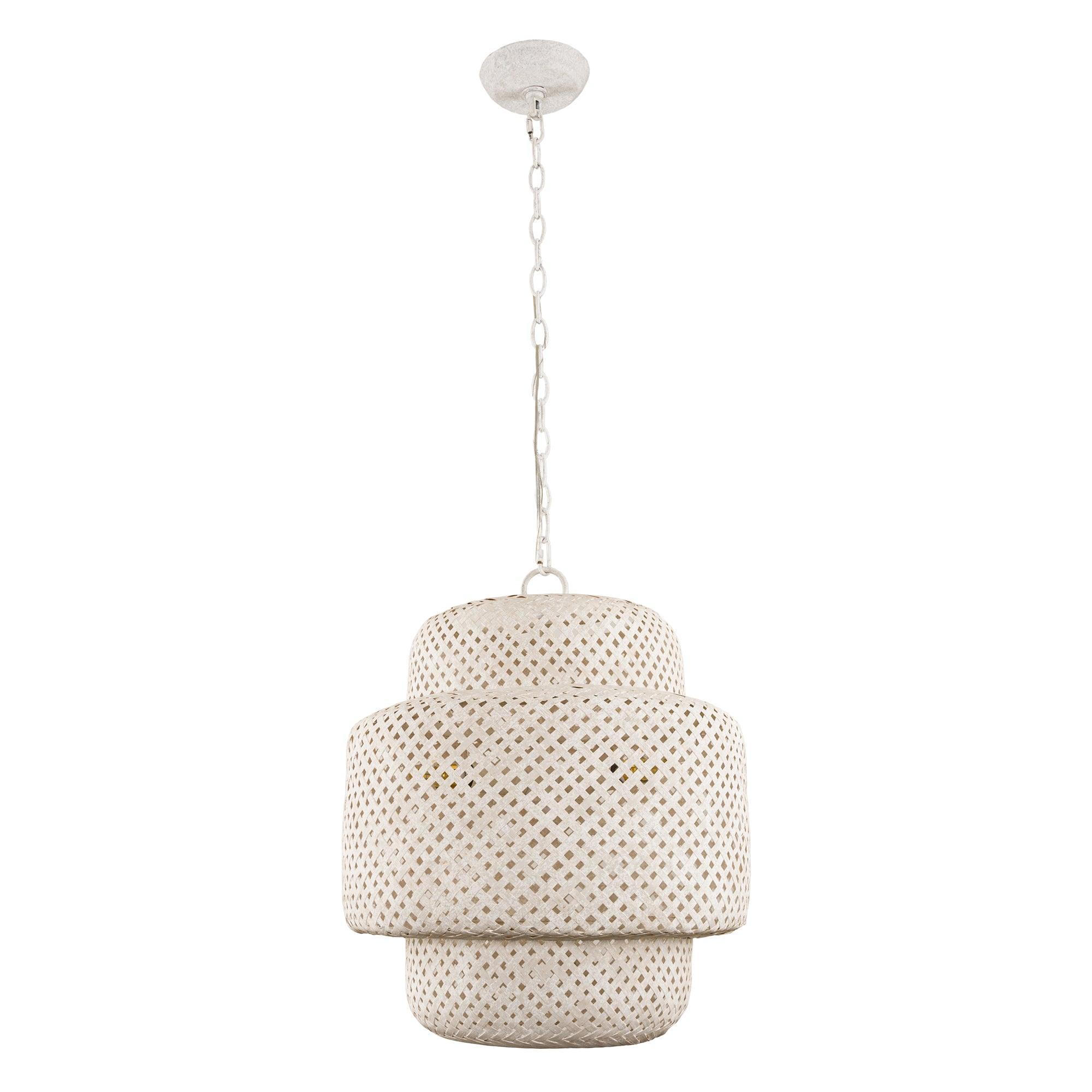 Rustic 3-Light White Dry Rated Farmhouse Island Pendant Hanging Light