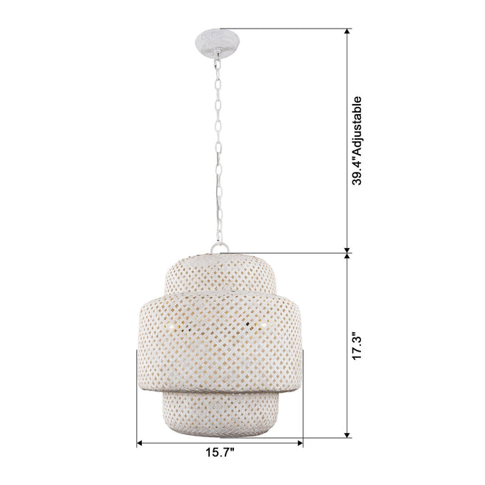 Lámpara colgante rústica de 3 luces blanca resistente a la intemperie