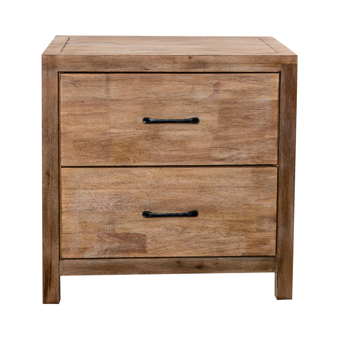 Rustic Solid Wood Farmhouse Brown 2-Drawer Nightstand