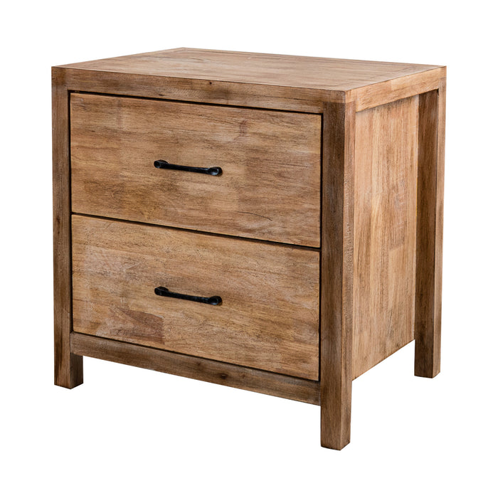 Rustic Solid Wood Farmhouse Brown 2-Drawer Nightstand