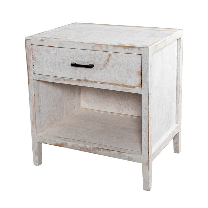 Classic Modern 1-Drawer Solid Wood White Nightstand Side Table