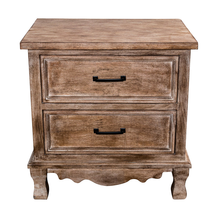 Transitional Wooden 2- Drawer Nightstand in Brown