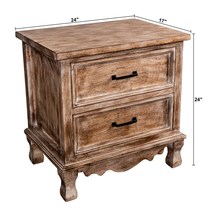 Transitional Wooden 2- Drawer Nightstand in Brown