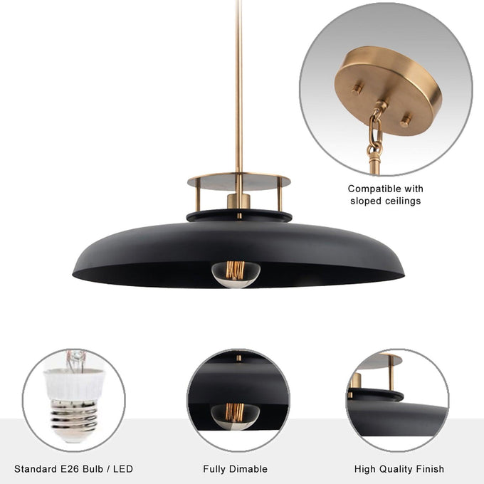Beacon 1-Light Modern Gold & Black Pendant Light