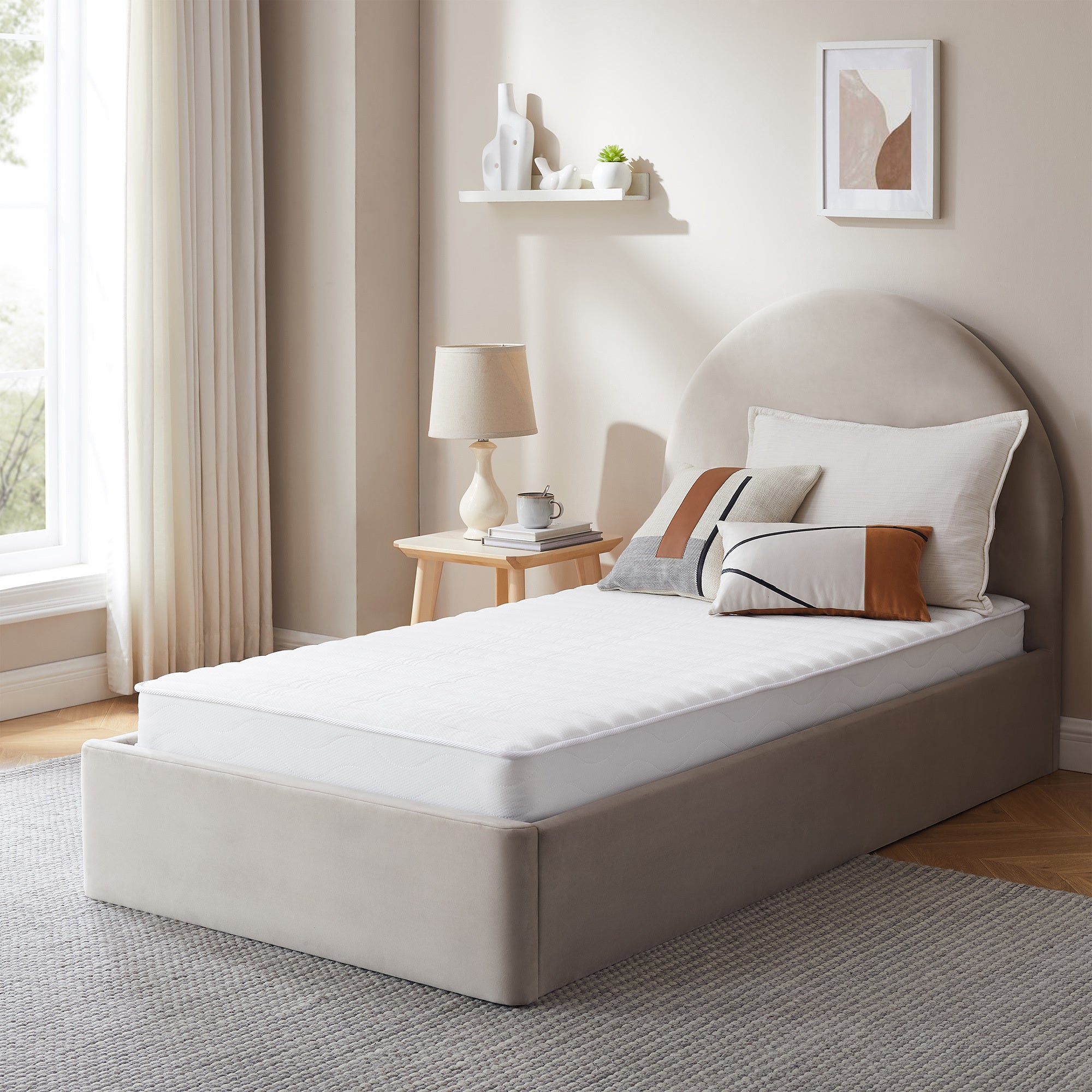 6" White Medium Firm Memory Foam Bonnell Spring Mattress