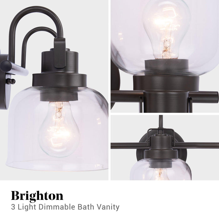 Lámpara de tocador de baño Brighton de 3 luces, regulable, en bronce oscuro